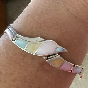 NWOT Sterling SILVER 925 MOTHER OF PEARL INLAID BRACELET SIZE 6.5 in​​